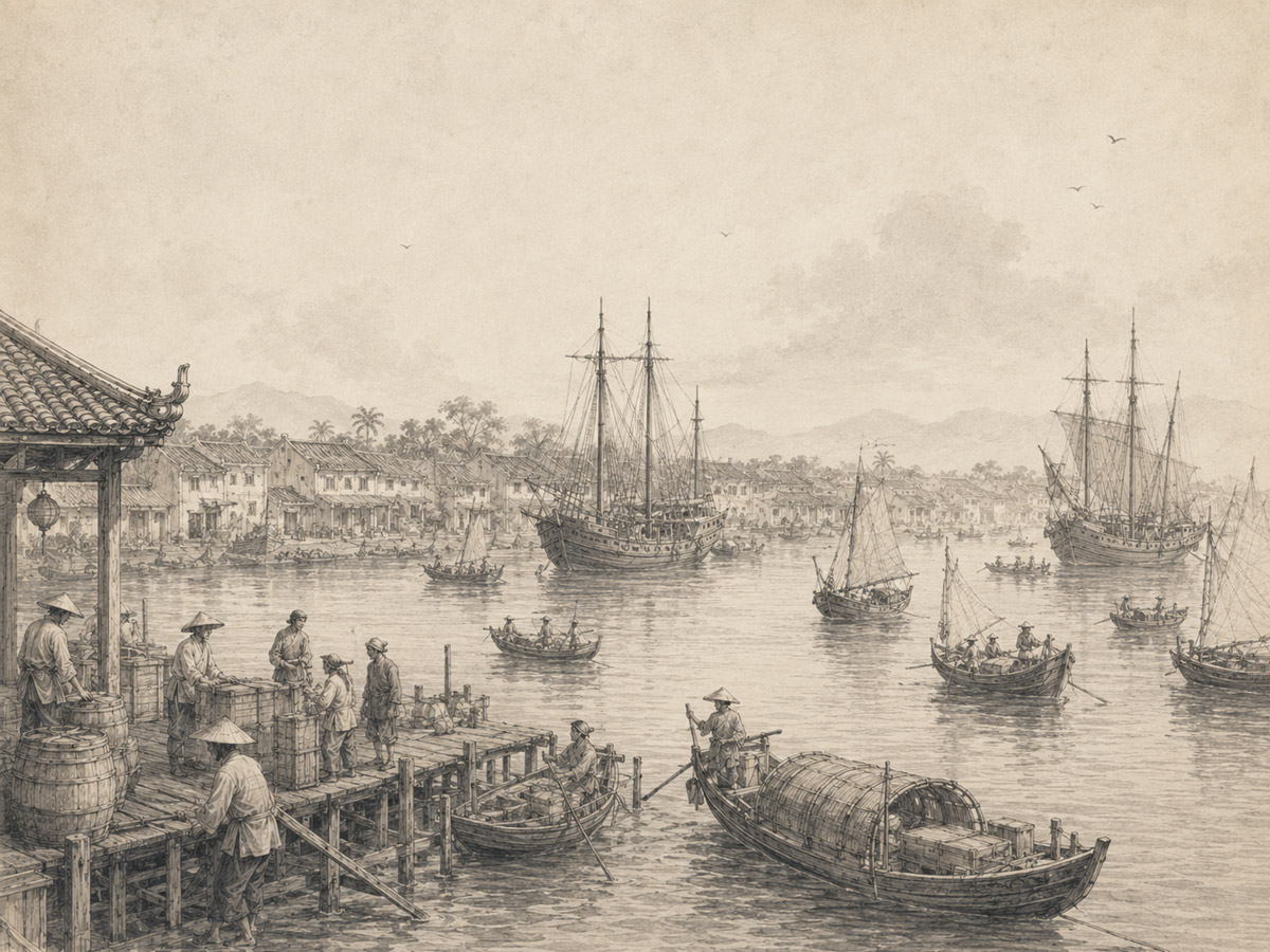Old Faifo harbour illustration